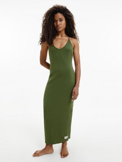 Calvin Klein Underwear HU801067 | Calvin Klein Ribbed Női Lounge Ruha Szürke / Zöld